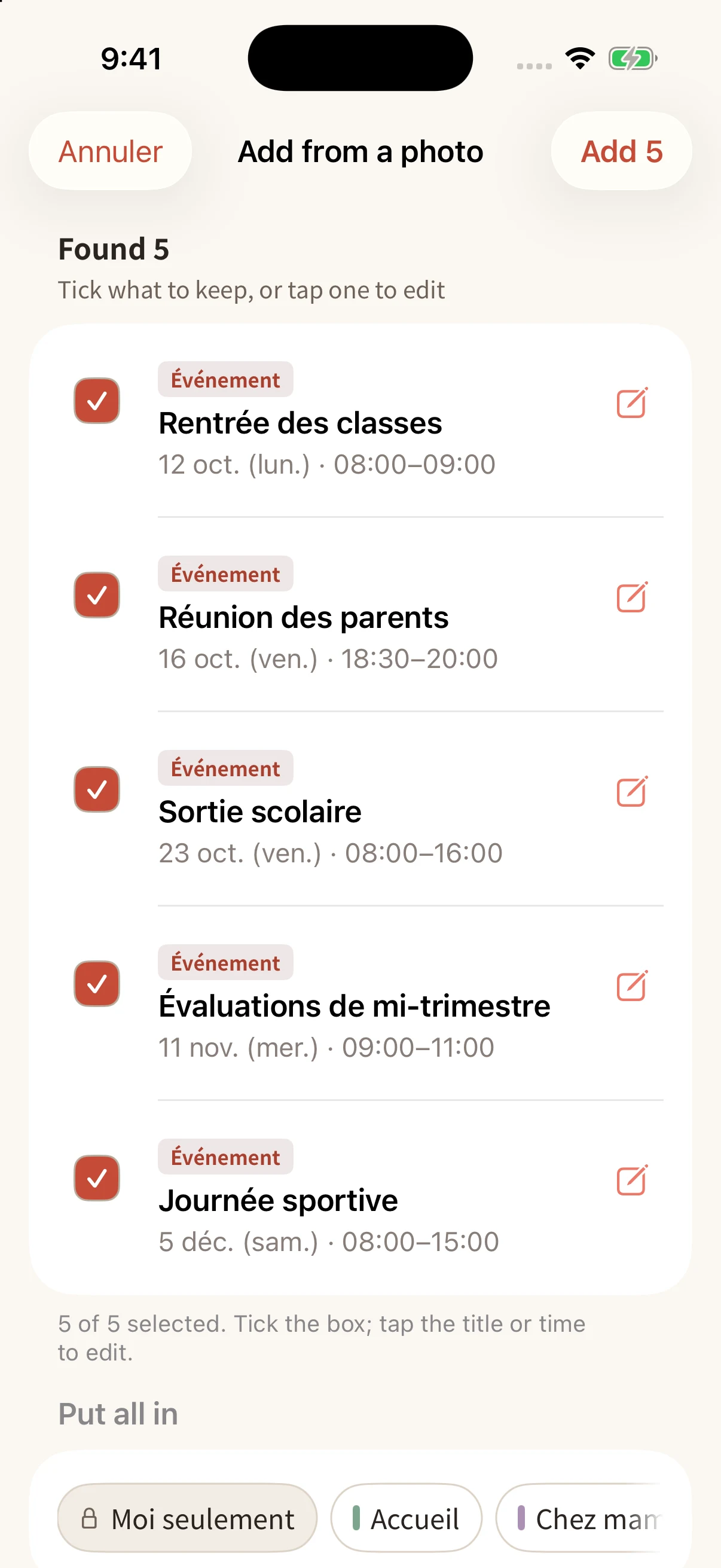 Écrans de démonstration